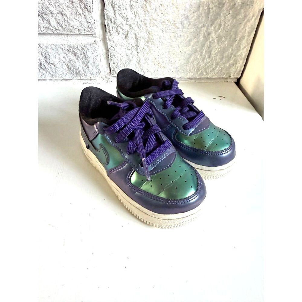 Nike Air Force 1 Low LV8 Purple Neptune Green Iridescent Toddler Sneakers Sz 8C